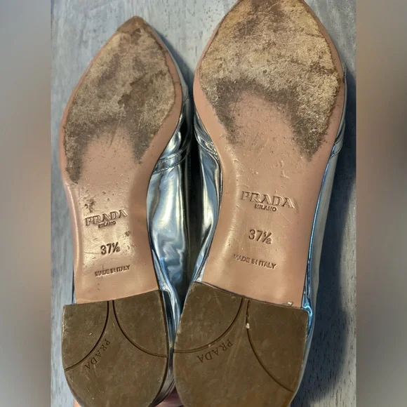 Prada - Metallic Silver Flats - Picture 4 of 8